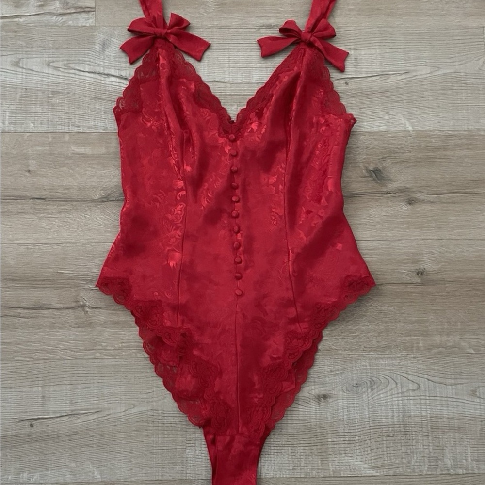 Victoria's Secret Red Lace Lingerie with Bow Accents